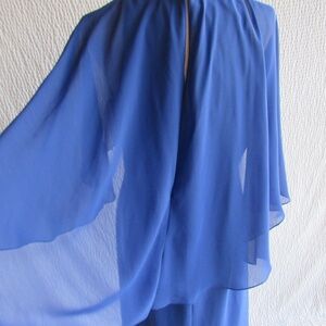 Royal Blue Evening Dress 10 Mother Bride Formal Cape Layered Look Fairy Flowy